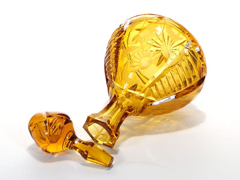 Karafka art déco, szkło kryształowe złoty, Huta Józefina, Polska, lata 40. - 172976