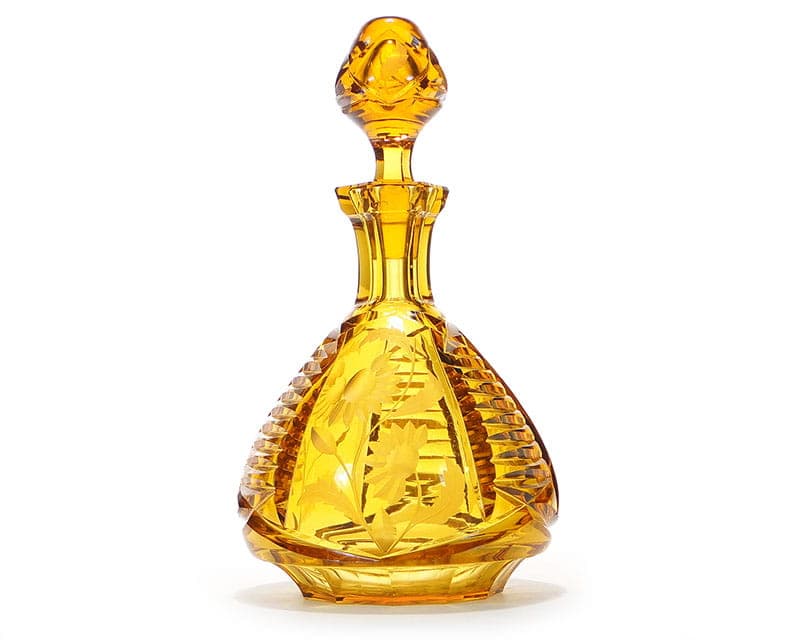 Karafka art déco, szkło kryształowe złoty, Huta Józefina, Polska, lata 40. - 172981