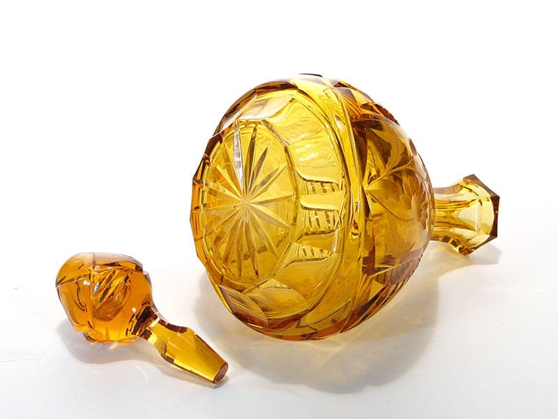 Karafka art déco, szkło kryształowe złoty, Huta Józefina, Polska, lata 40. - 172977