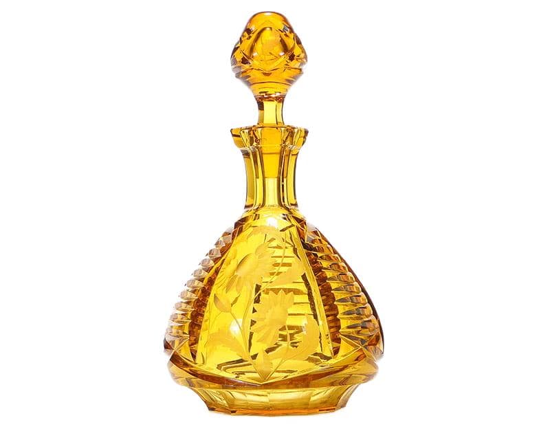 Karafka art déco, szkło kryształowe złoty, Huta Józefina, Polska, lata 40. - 174433