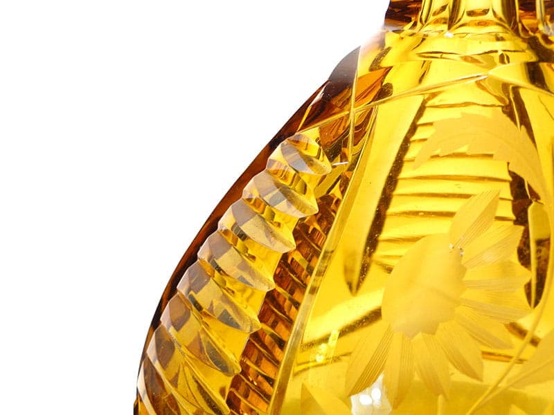 Karafka art déco, szkło kryształowe złoty, Huta Józefina, Polska, lata 40. - 172983