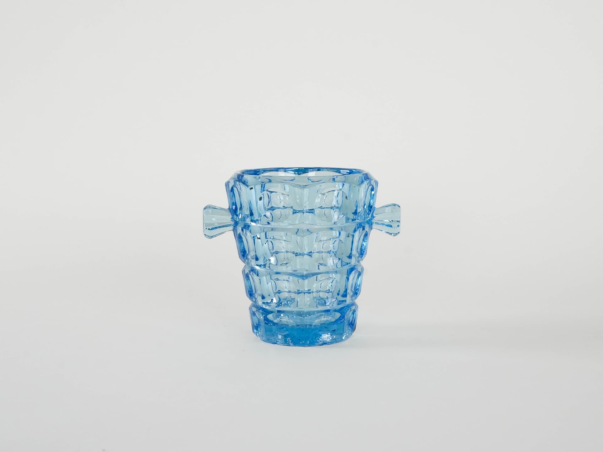 Wiaderko na lód Rosice, szkło turkusowe, proj. R. Jurnikl, Sklo Union, Czechy, lata 50. - 173152
