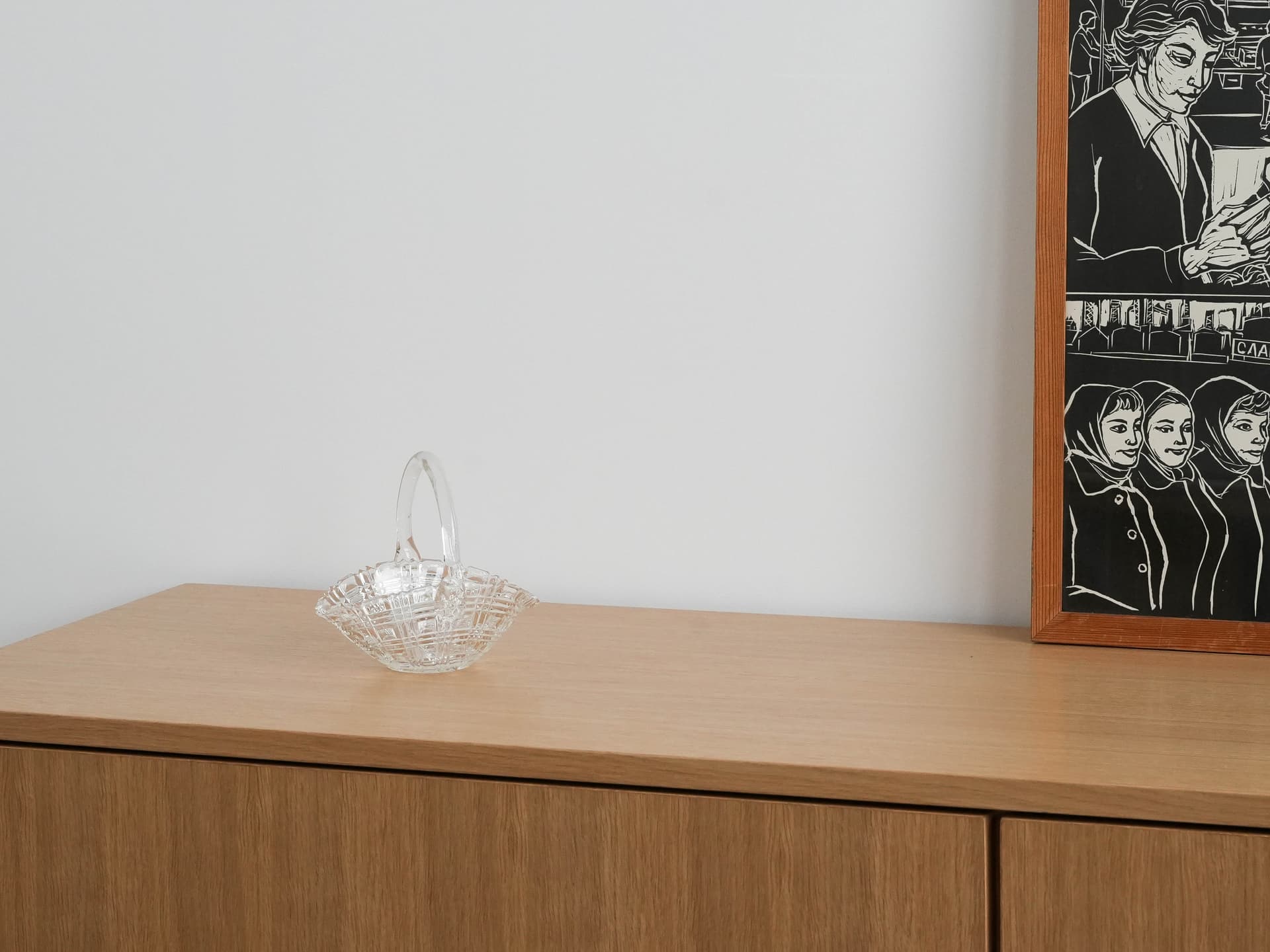 Sugar bowl basket, transparent crystal, Denmark, 1970s. - 173259