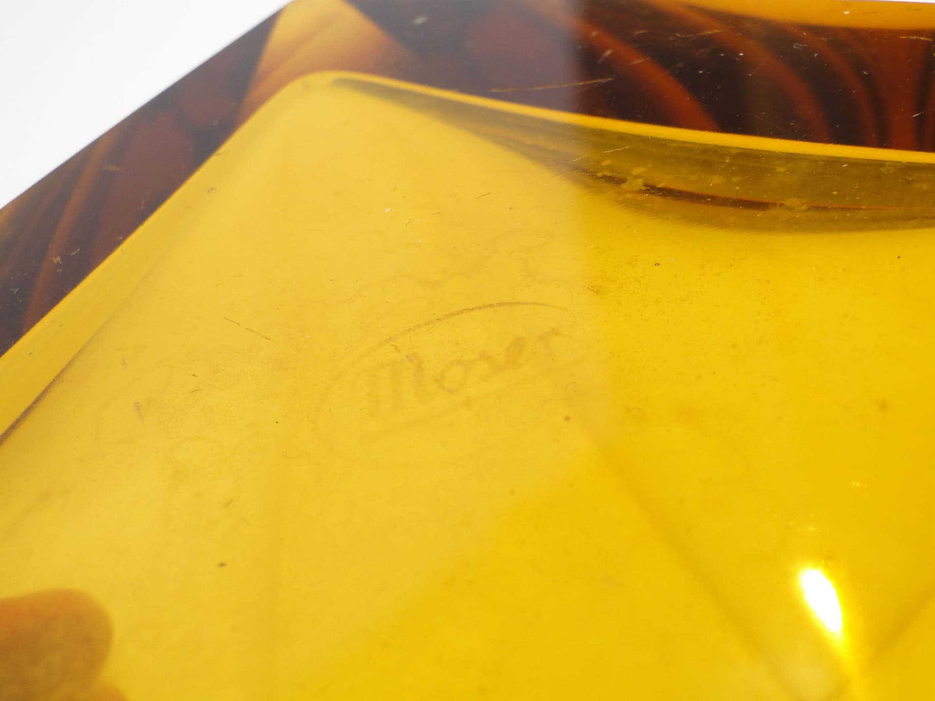 Decanter Art Deco, golden, crystal, Moser, Czech Republic, 1930s. - 173284