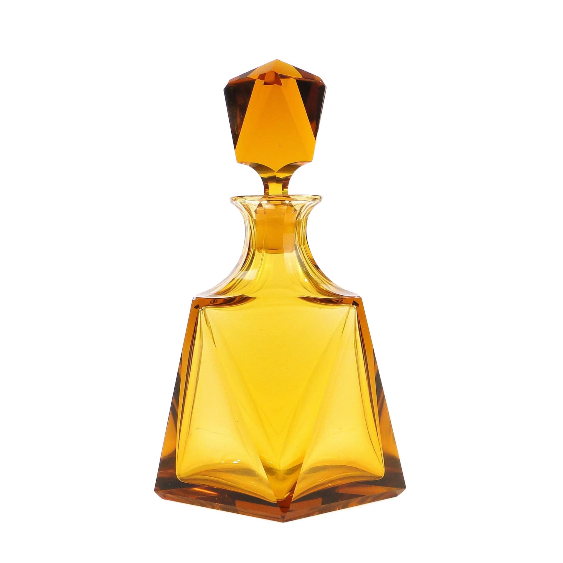 Decanter Art Deco, golden, crystal, Moser, Czech Republic, 1930s.