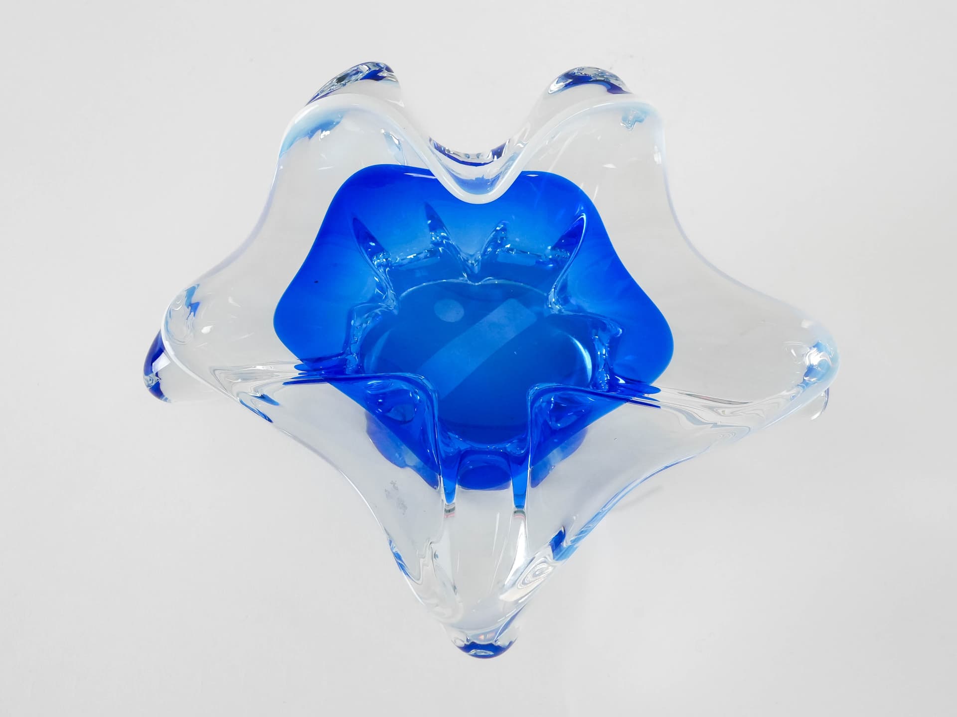 Bowl Murano, blue transparent, glass, Italy, 1960s. - 173306