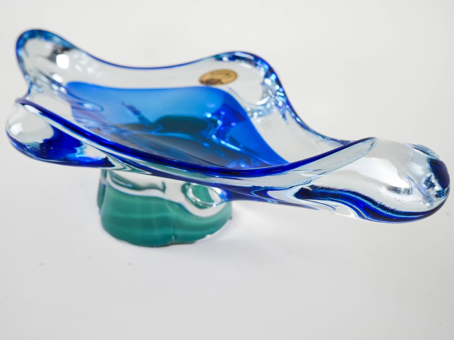 Patera, Bohemia, turkusowe szkło, Bohemia, Czechy, lata 70. - 173316