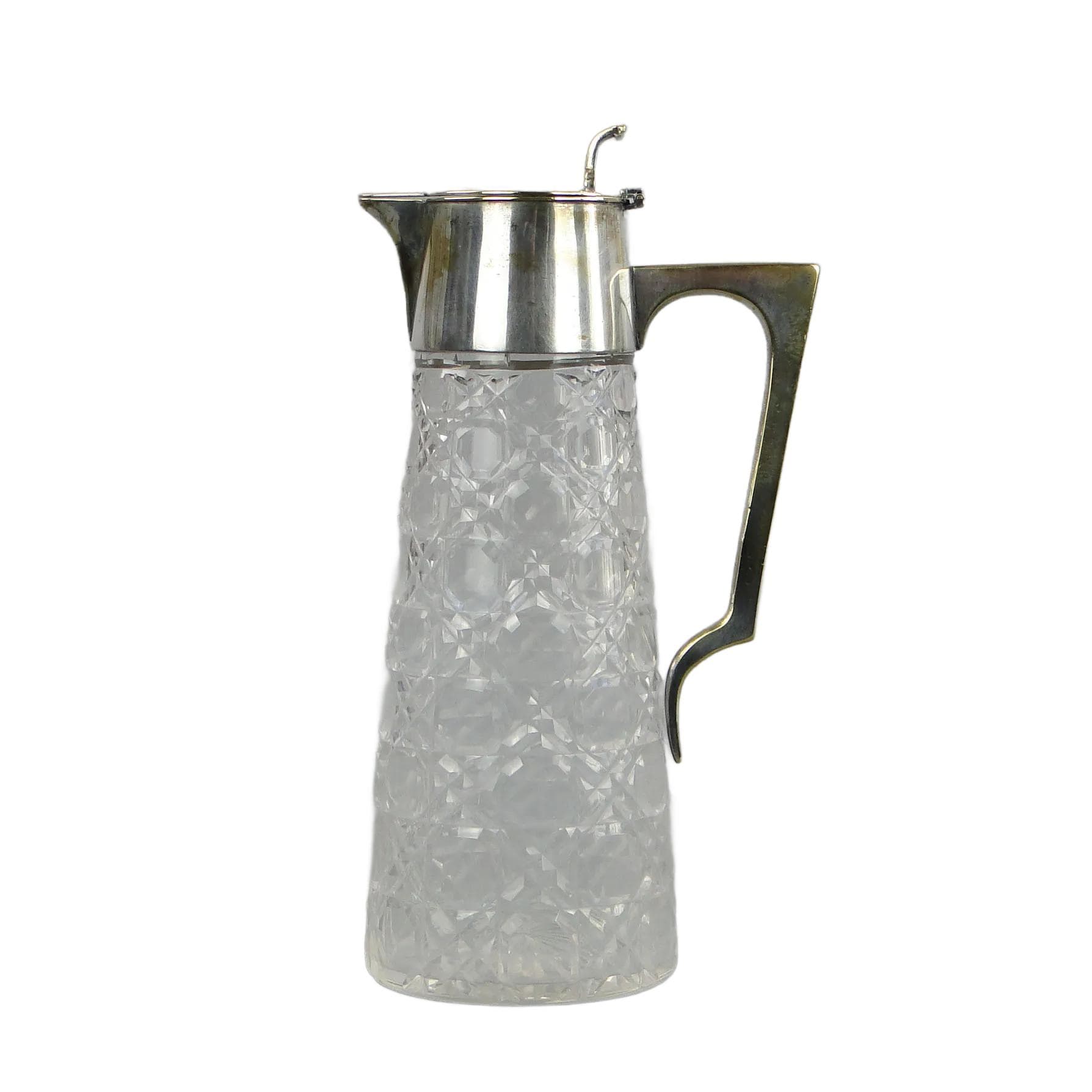 Jug, Art Nouveau, transparent crystal, J.P. Kayser Sohne, Germany, early 20th c.