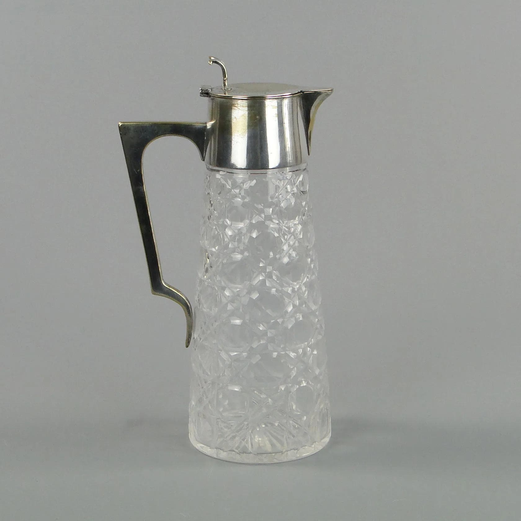 Jug, Art Nouveau, transparent crystal, J.P. Kayser Sohne, Germany, early 20th c. - 11527