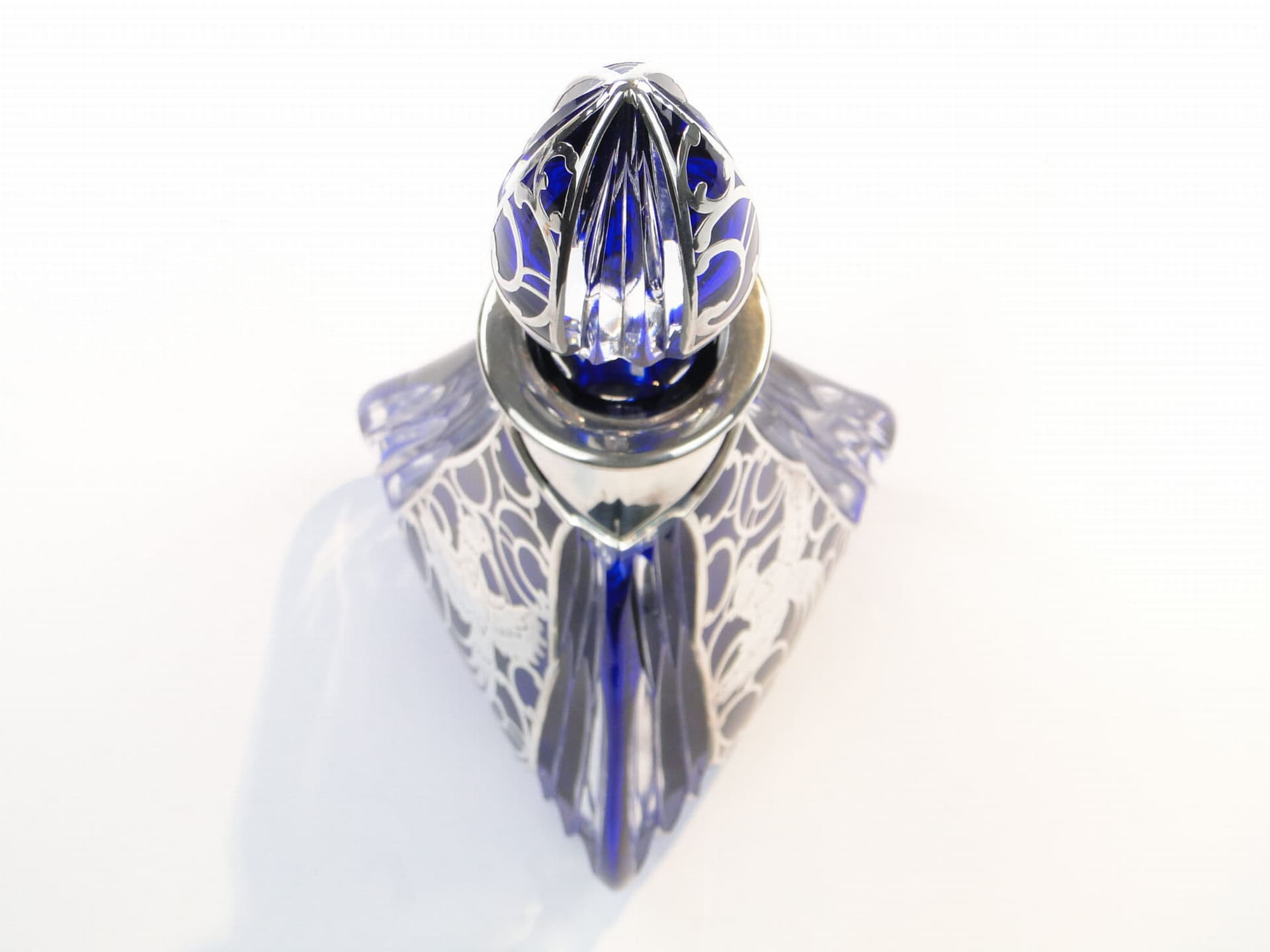 Decanter, indigo crystal glass, silver, Poland, 1940s - 173344