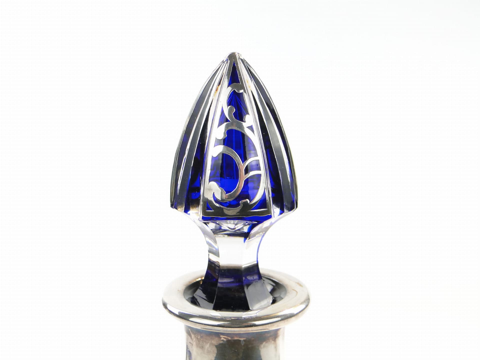 Decanter, indigo crystal glass, silver, Poland, 1940s - 173345