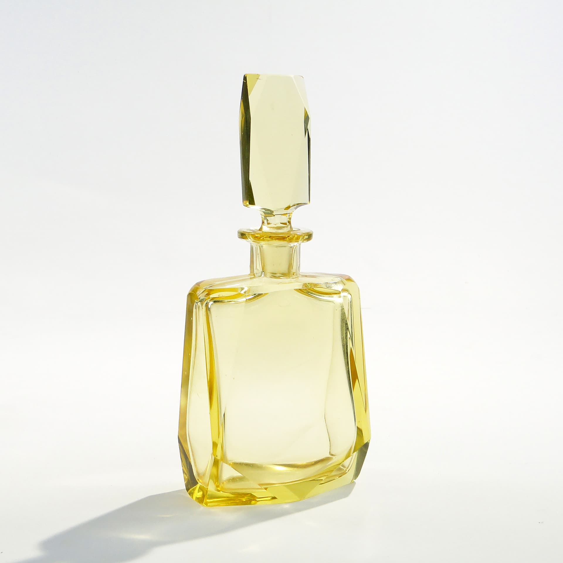 Serwis likierowy Art Deco, cytrynowy, szkło kryształowe, Moser, Czechy, lata 30. - 173395