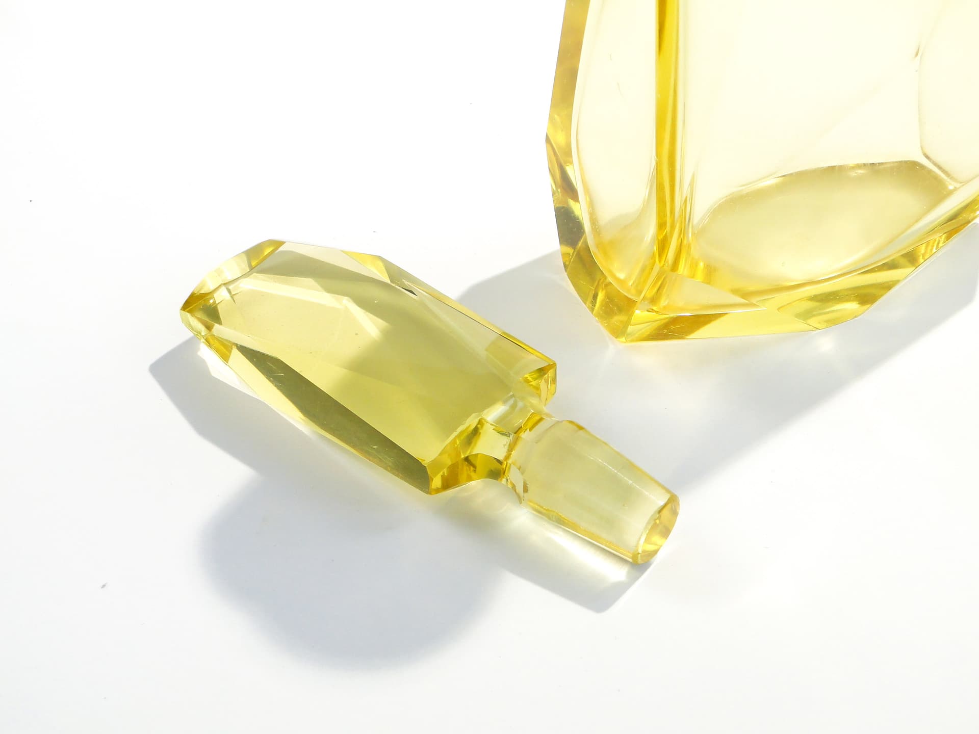 Serwis likierowy Art Deco, cytrynowy, szkło kryształowe, Moser, Czechy, lata 30. - 173396