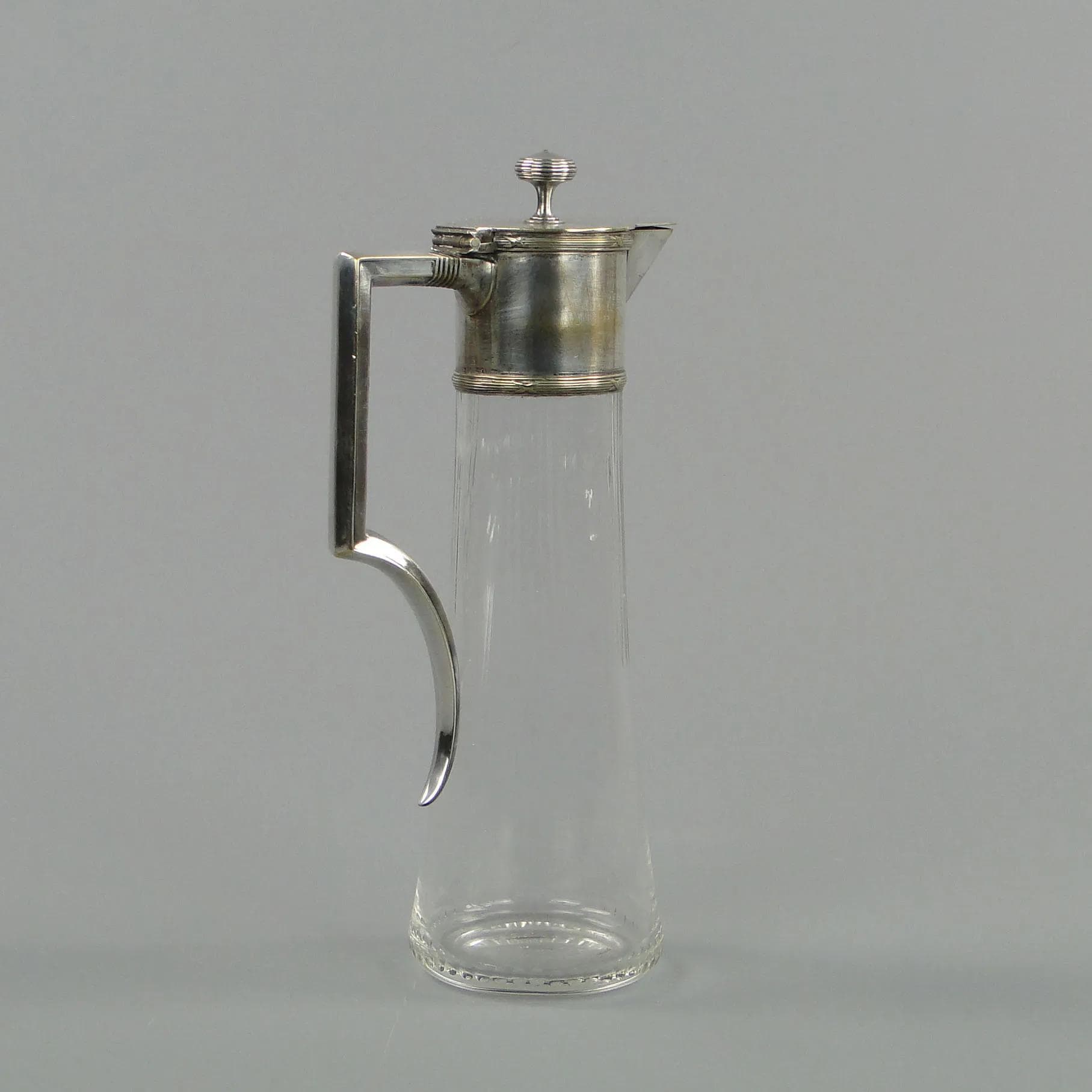 Art Nouveau decanter, transparent glass, brass, Orivit, Germany, early 20th c. - 11539
