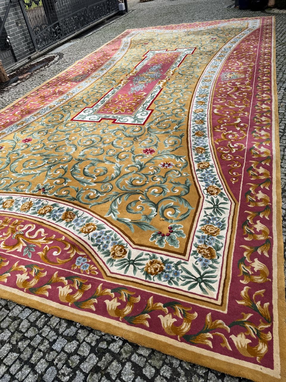 Dywan Aubusson 800x400 cm, złocisty, wełna, Francja, lata 90. - 173421