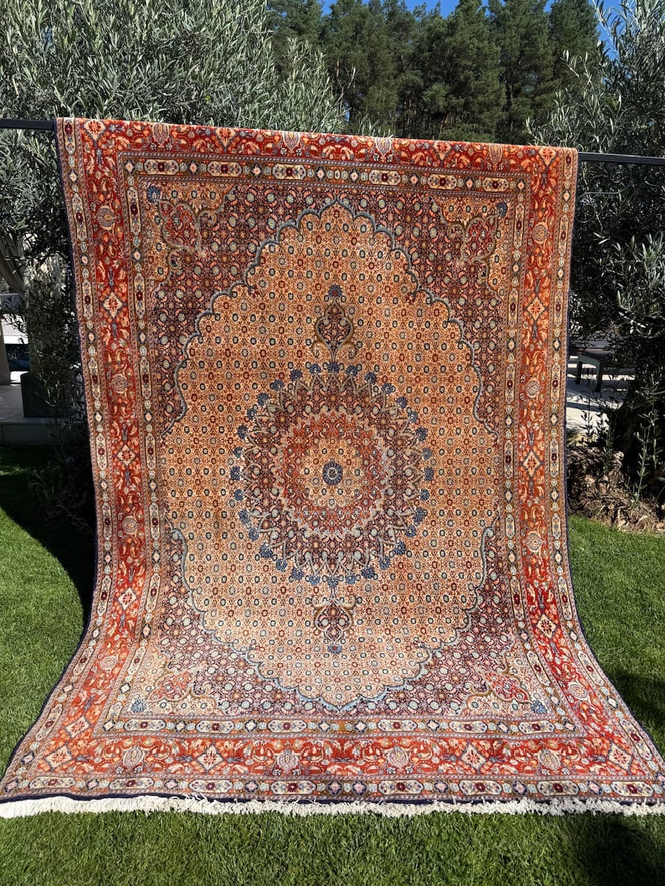 Dywan perski Moud 300x200 cm, beżowy, wełna jedwab, Iran - 173597