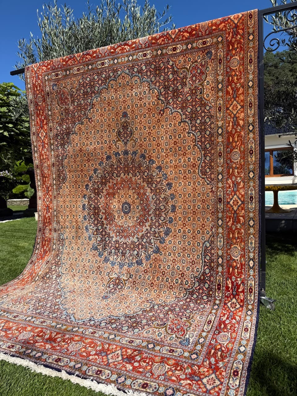 Dywan perski Moud 300x200 cm, beżowy, wełna jedwab, Iran - 173601