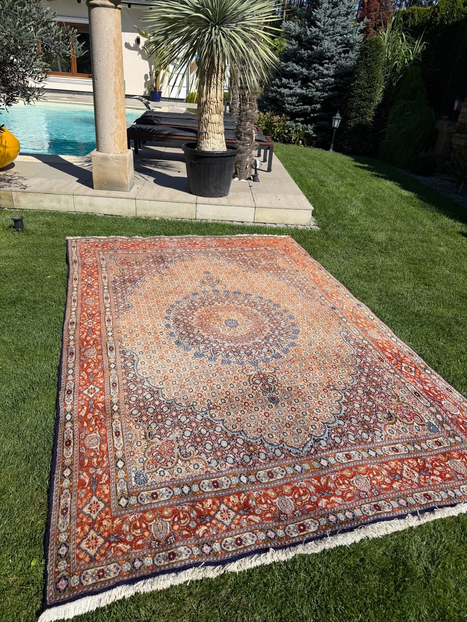 Dywan perski Moud 300x200 cm, beżowy, wełna jedwab, Iran - 173594