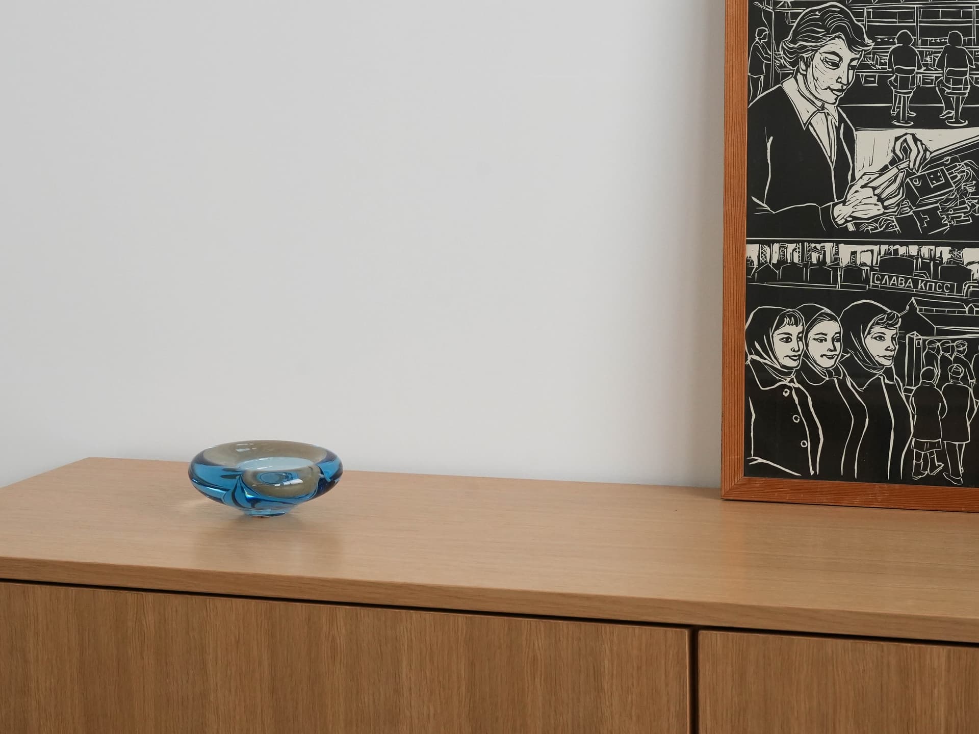 Platter, blue glass, by P. Lütken, Holmegaard, Denmark, 1960s. - 173637