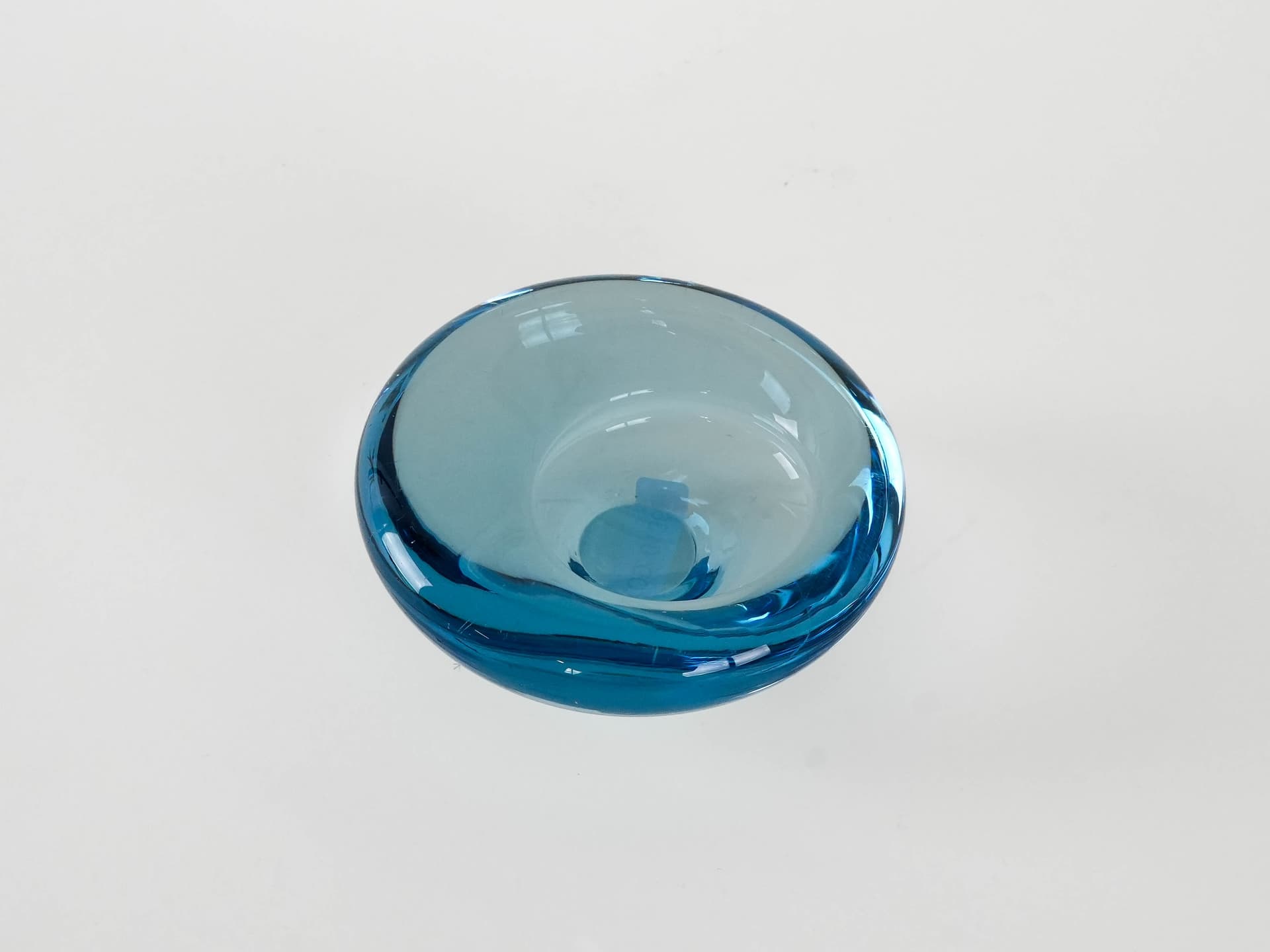 Platter, blue glass, by P. Lütken, Holmegaard, Denmark, 1960s. - 173636