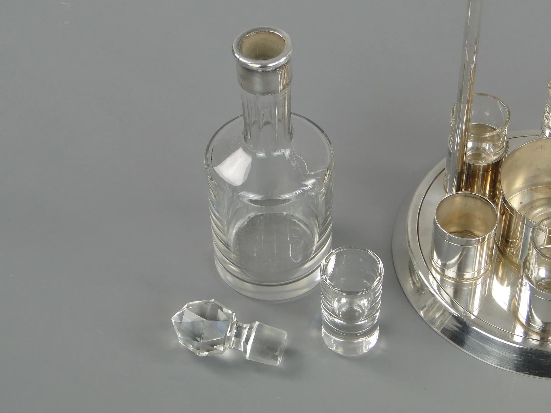 Silver Crystal Art Deco Liqueur Set, Czechoslovakia, 1930s - 11553