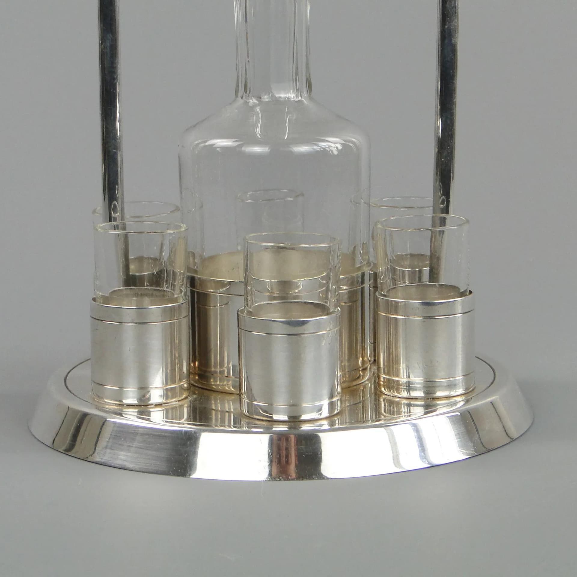 Silver Crystal Art Deco Liqueur Set, Czechoslovakia, 1930s - 11548