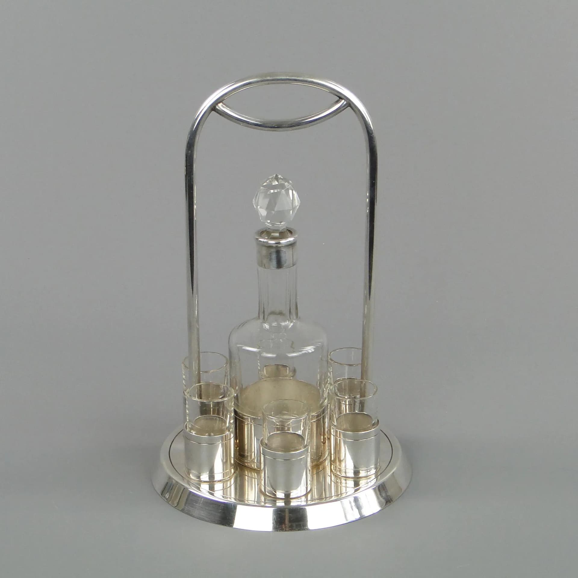 Silver Crystal Art Deco Liqueur Set, Czechoslovakia, 1930s - 11547