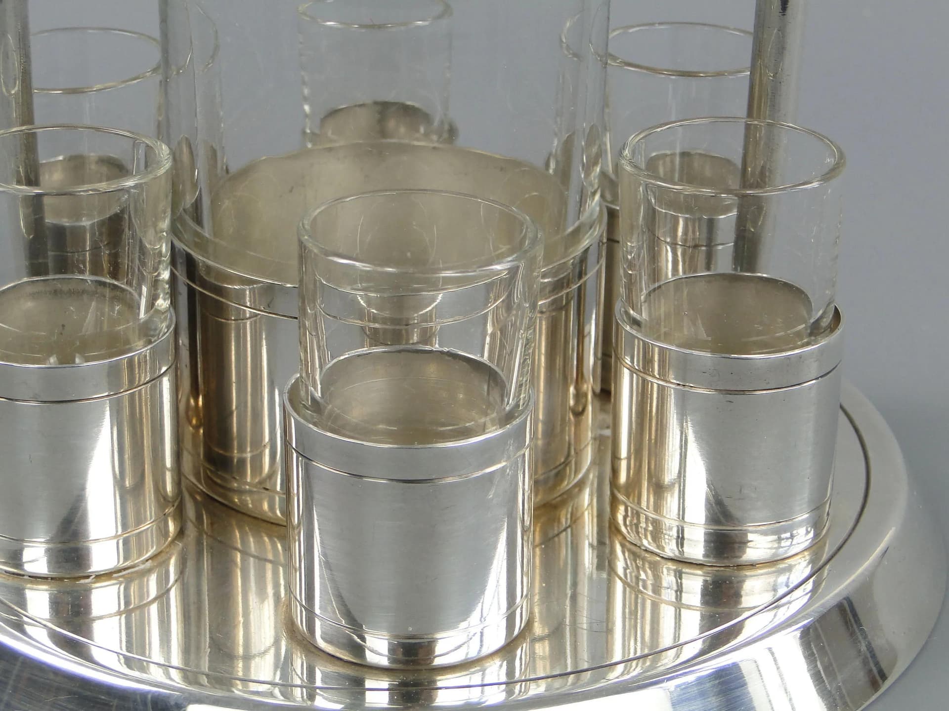 Silver Crystal Art Deco Liqueur Set, Czechoslovakia, 1930s - 11550