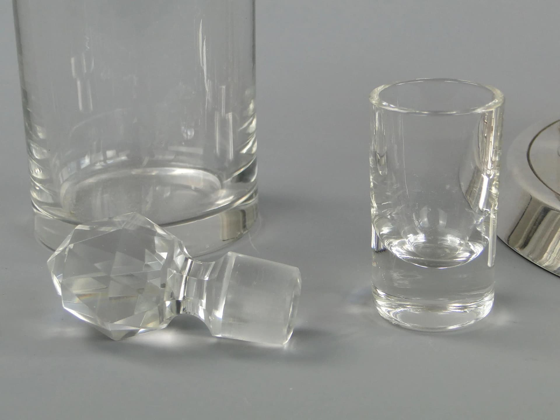 Silver Crystal Art Deco Liqueur Set, Czechoslovakia, 1930s - 11554