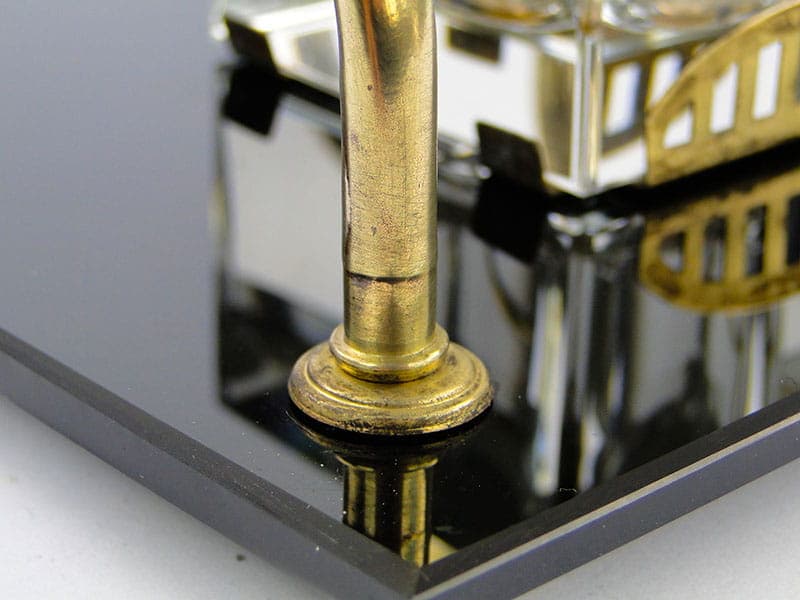 Desk inkwell Art Deco, black, glass, brass, Poland, 1920s - 173764