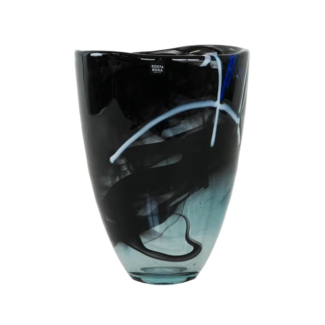 Vase, Kosta Boda, black glass, by A. Ehrner, Sweden, 1980s. - DIMENSION