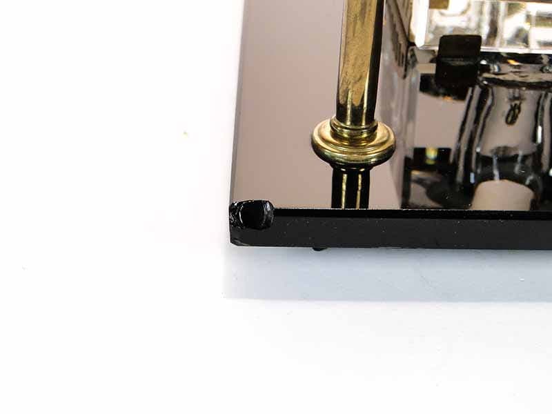 Desk inkwell set Art Deco, crystal glass black, brass, Poland, 1920s. - 173795