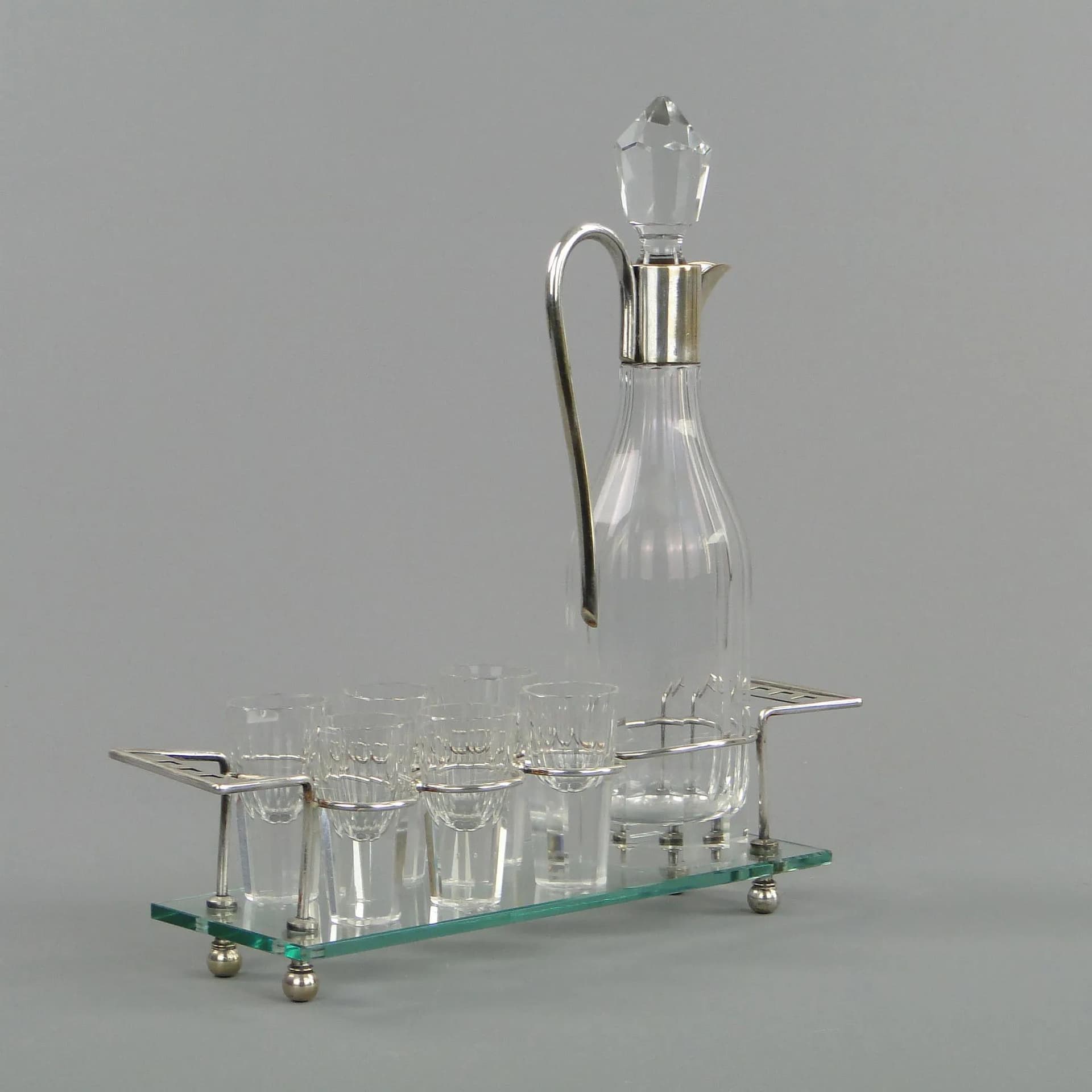 Art Deco liqueur set, transparent crystal, Austria, 1920s - 11565