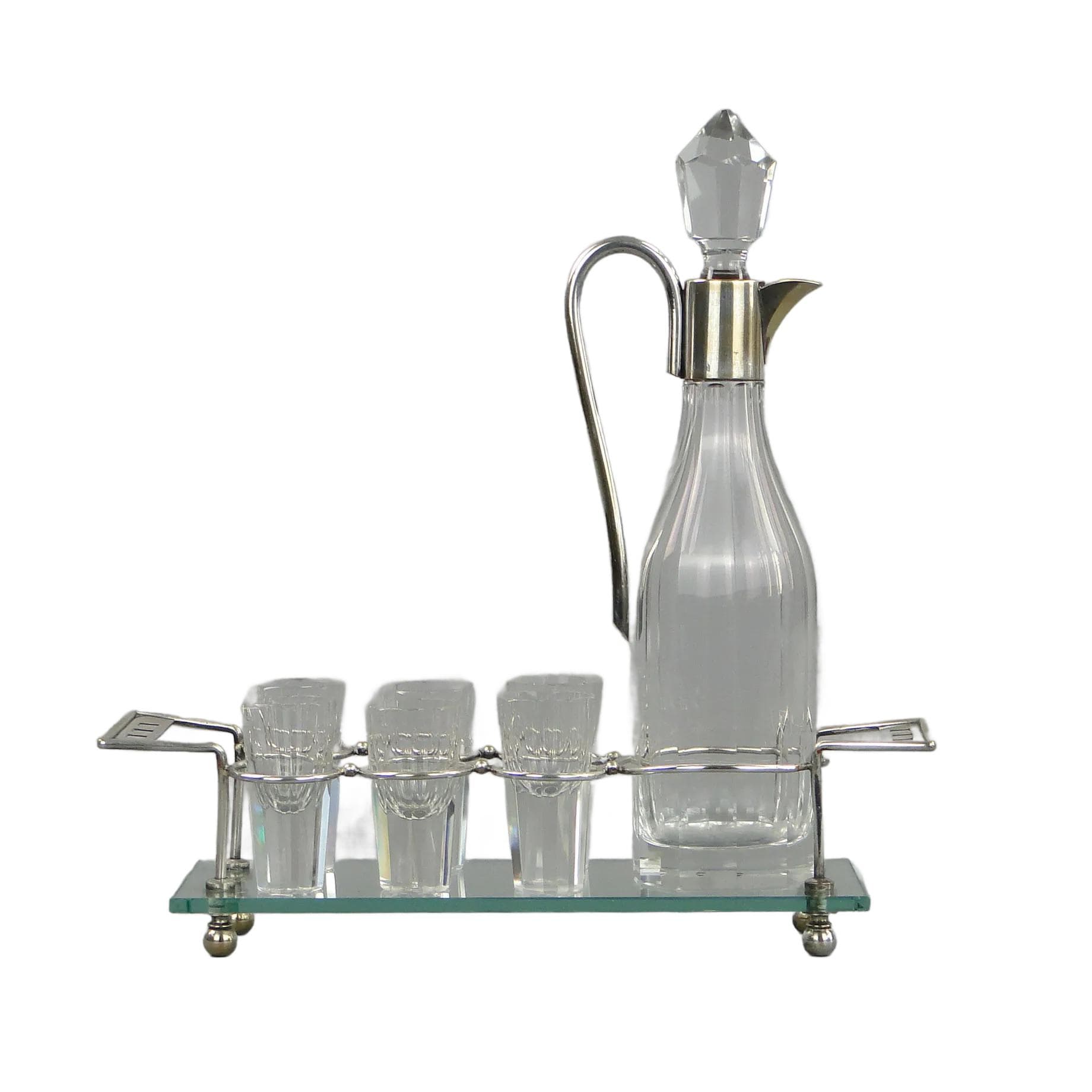 Art Deco liqueur set, transparent crystal, Austria, 1920s