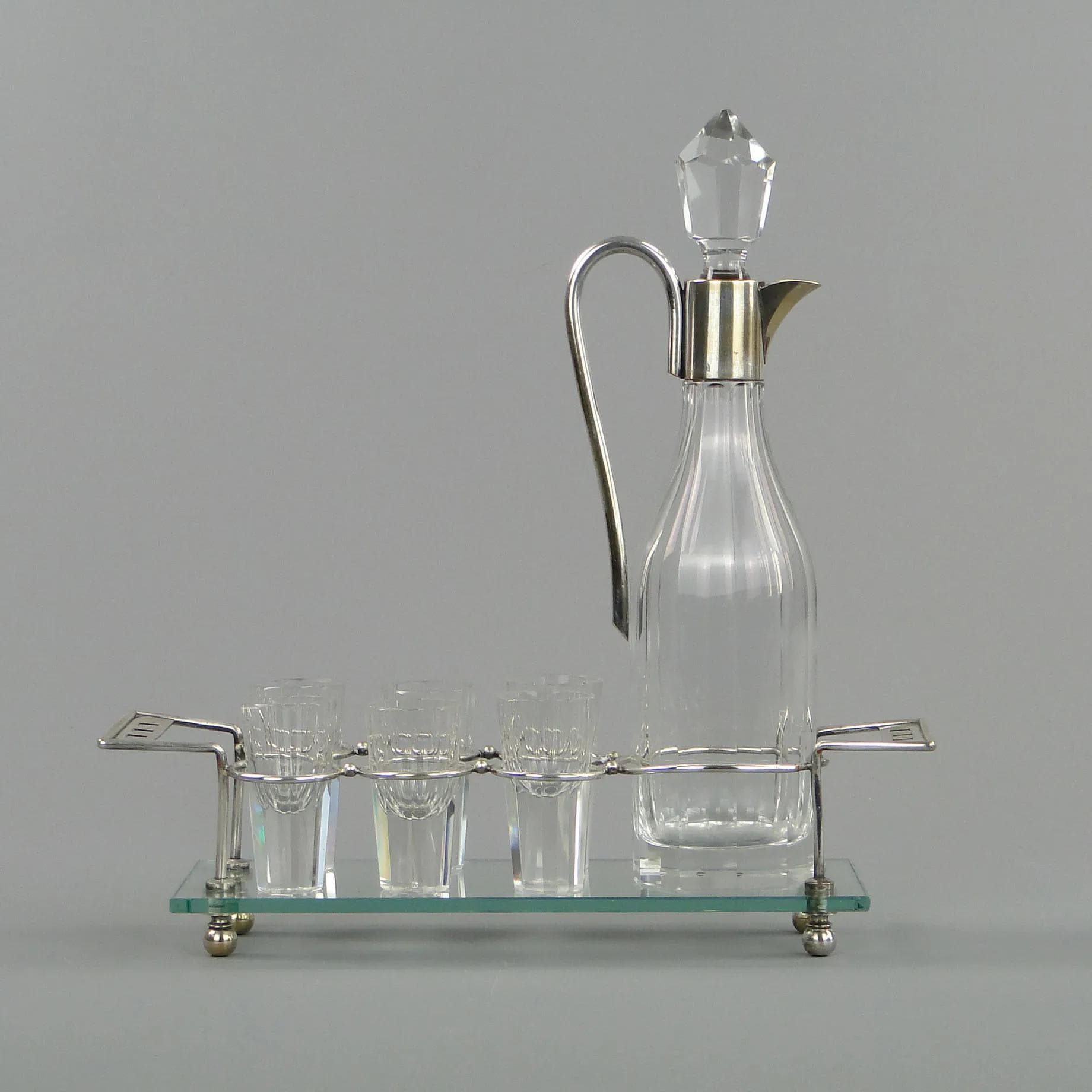 Art Deco liqueur set, transparent crystal, Austria, 1920s - 11560