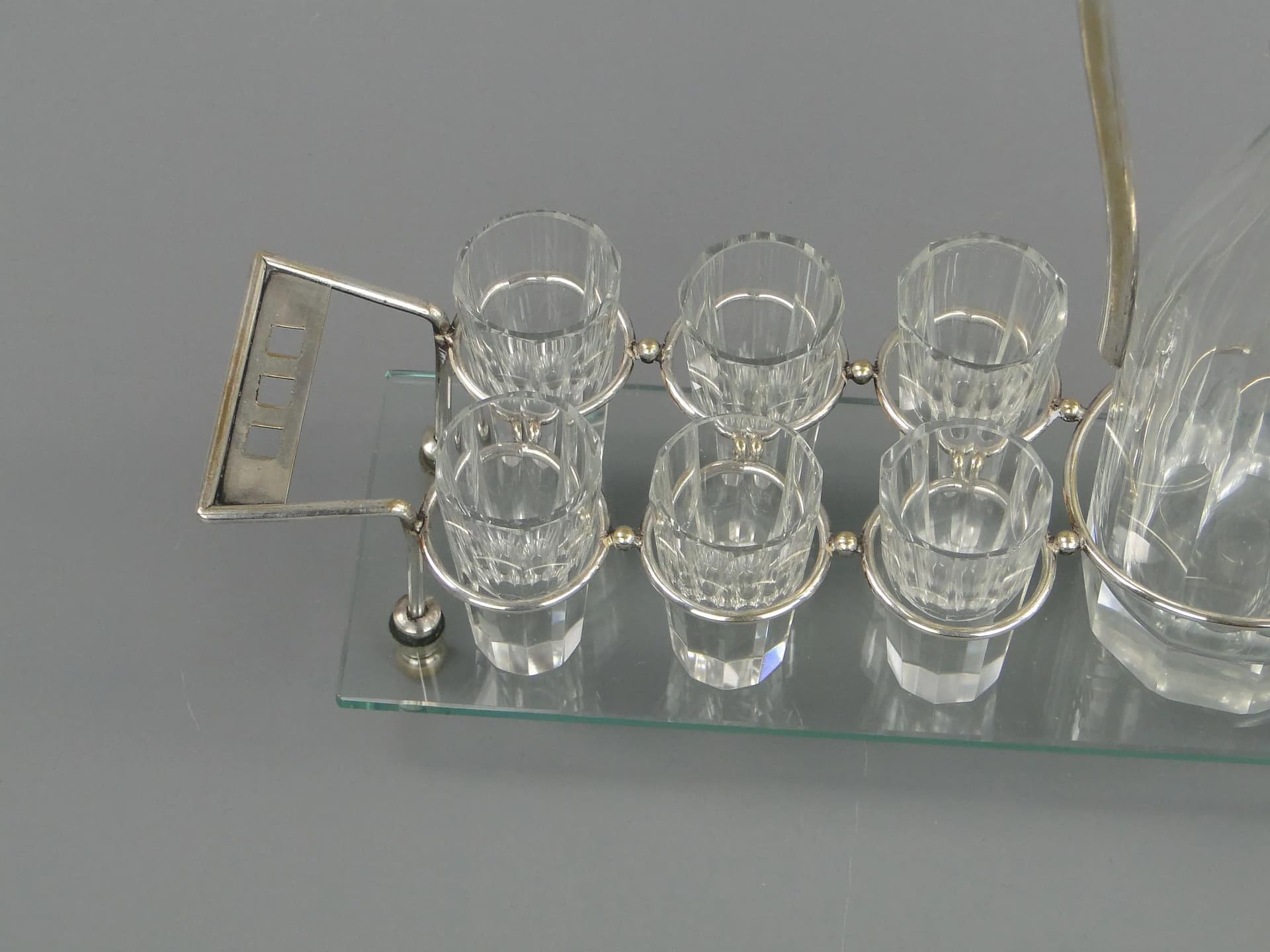 Art Deco liqueur set, transparent crystal, Austria, 1920s - 11562