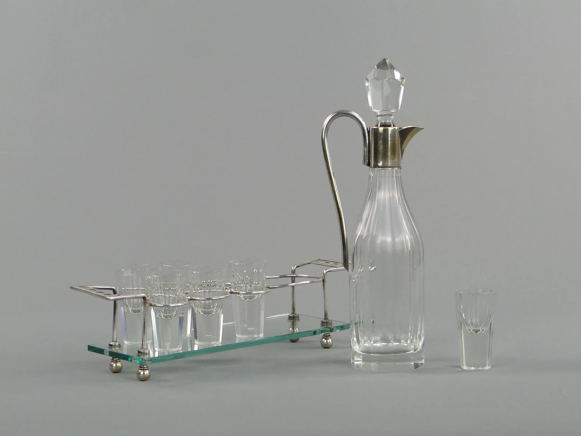 Art Deco liqueur set, transparent crystal, Austria, 1920s - 11566