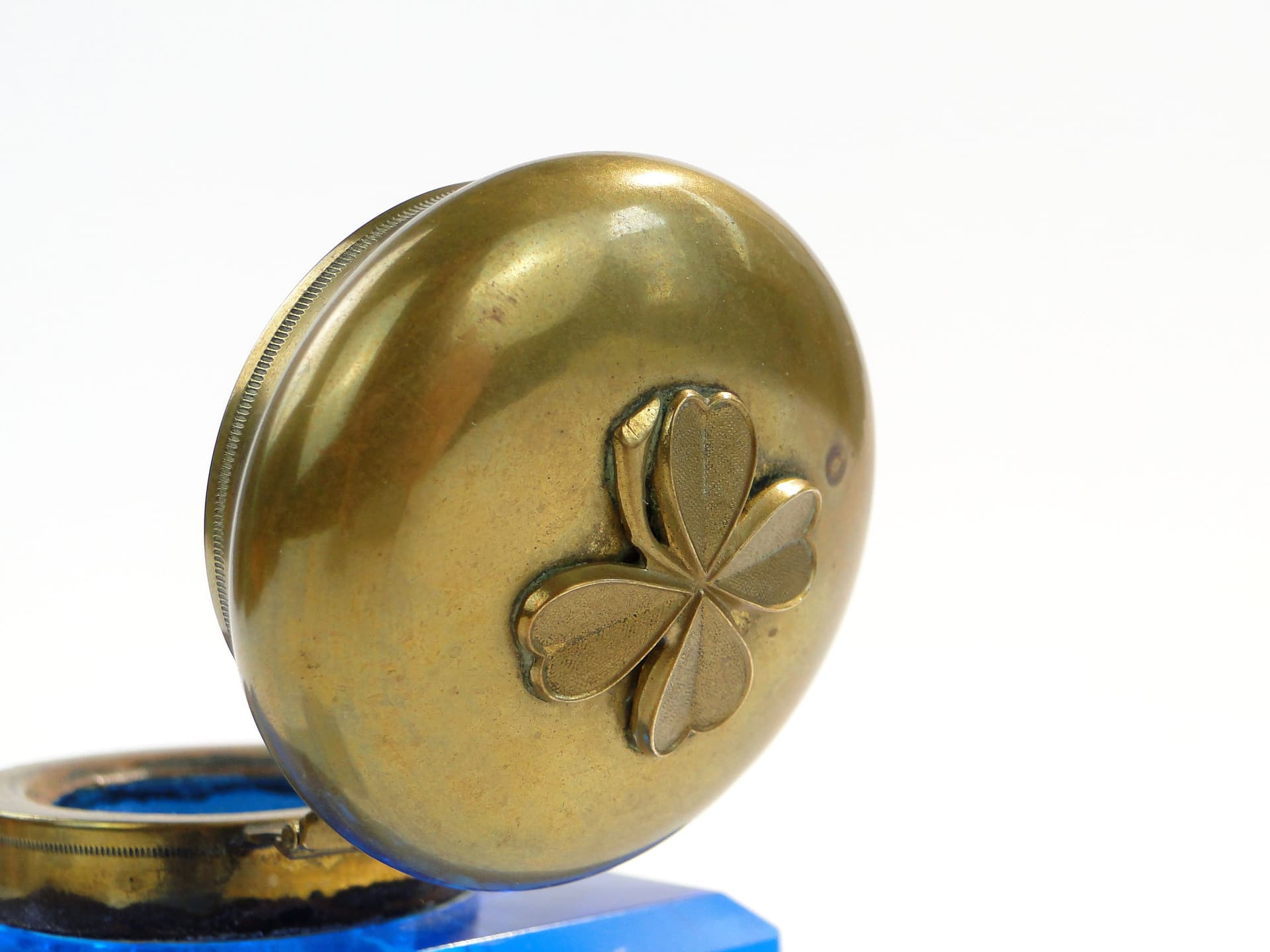 Kałamarz Biedermeier, lazurowy, szkło kryształowe, Austria, XIX wiek - 173842