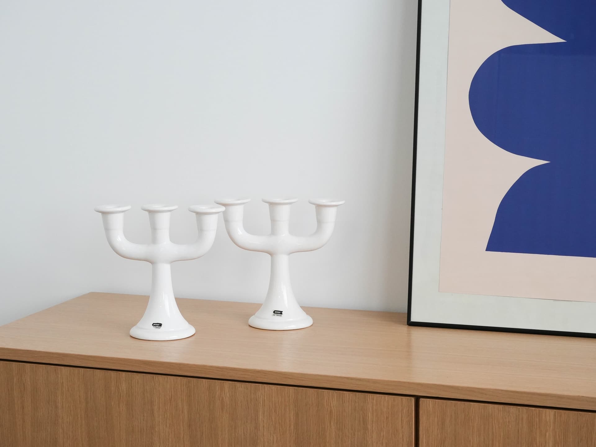 Świecznik, biały, ceramika, Guldkroken Hjo, Szwecja, lata 70. - 173849