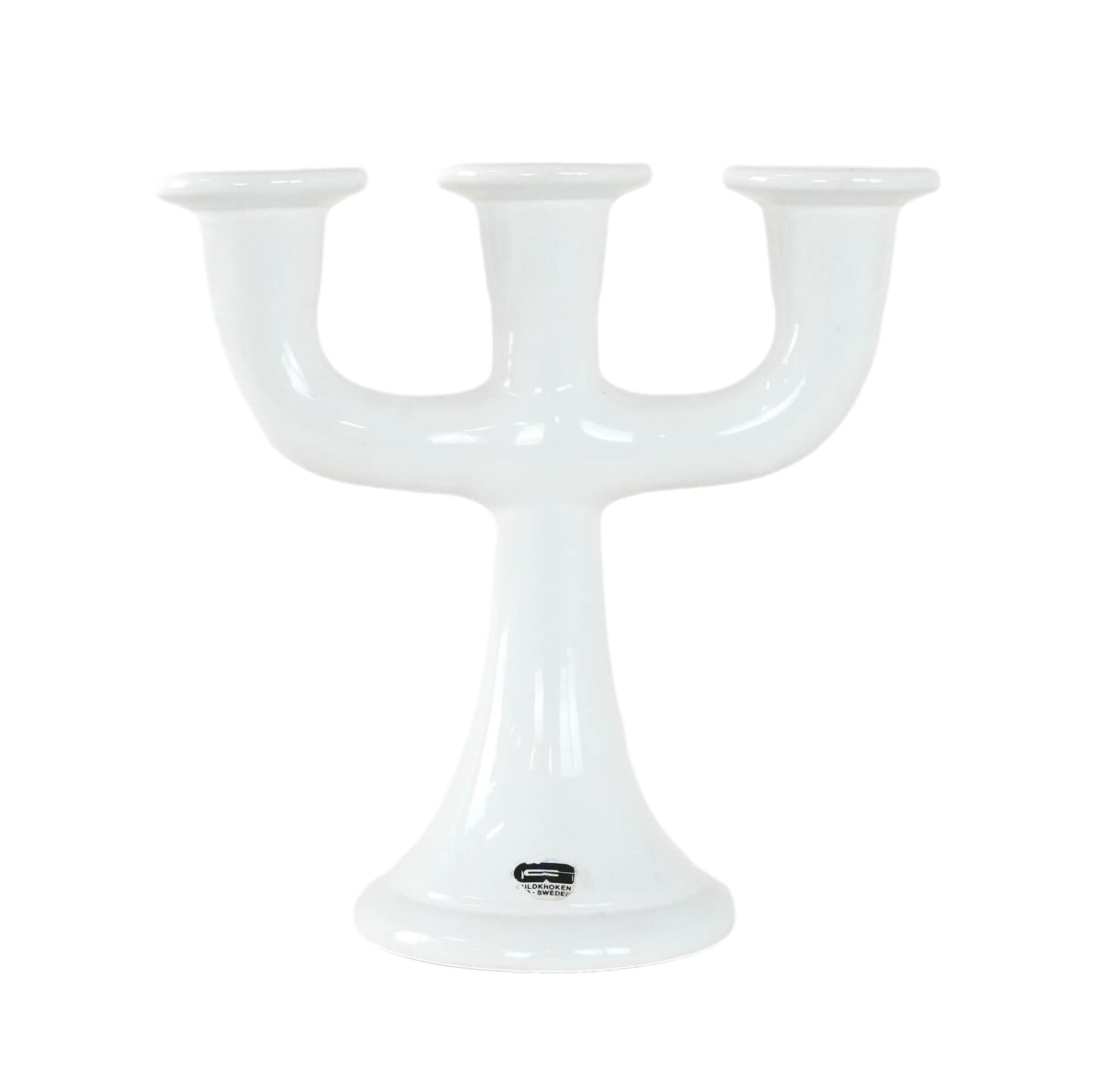 Świecznik, biały, ceramika, Guldkroken Hjo, Szwecja, lata 70. - 173850