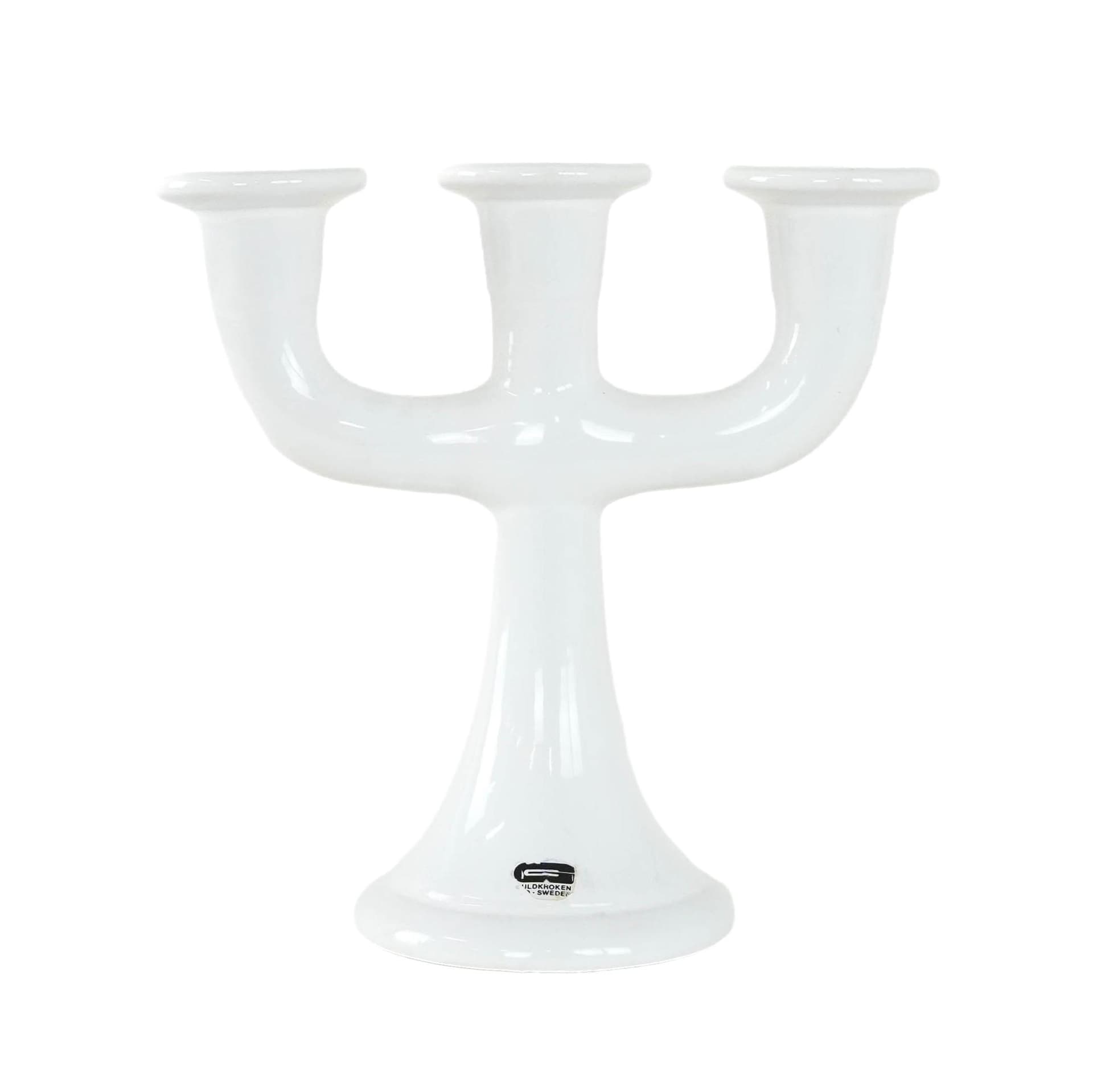 Świecznik, biały, ceramika, Guldkroken Hjo, Szwecja, lata 70.