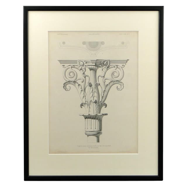 Grafika architektoniczna, szary, papier, Niemcy, XIX w. - WYMIARY