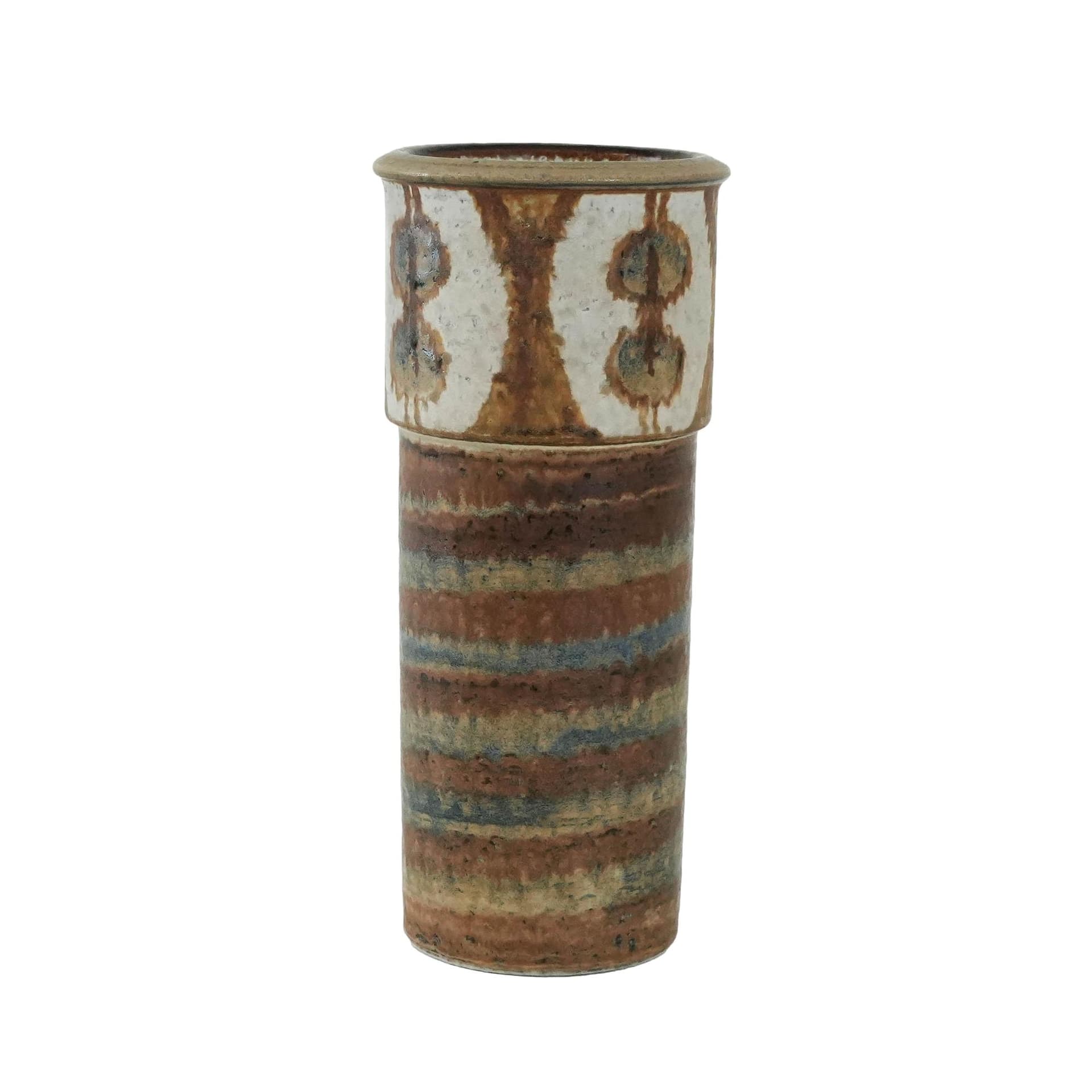 Vase, light brown ceramics, by S. Åage Jensen, Søholm, Denmark, 1960s.