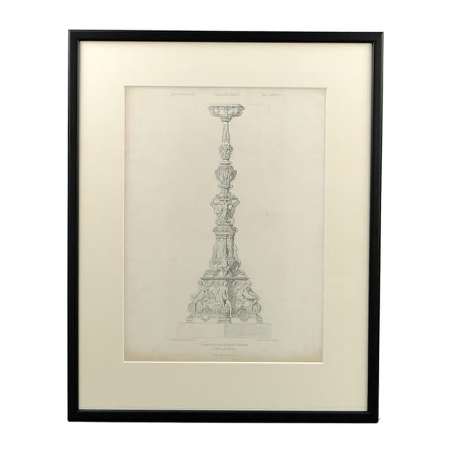 Grafika architektoniczna, czarny, papier, proj. A. Fontana, Niemcy, XIX w. - WYMIARY