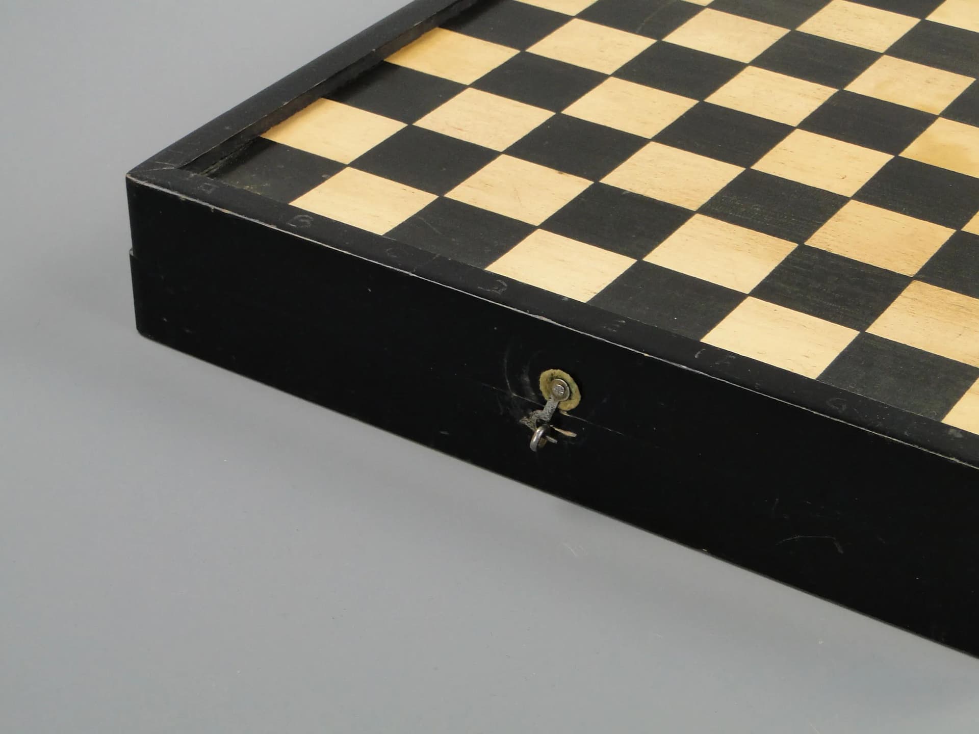 Chess set, black, light wood, black wood, Poland, 1960s. - 11601