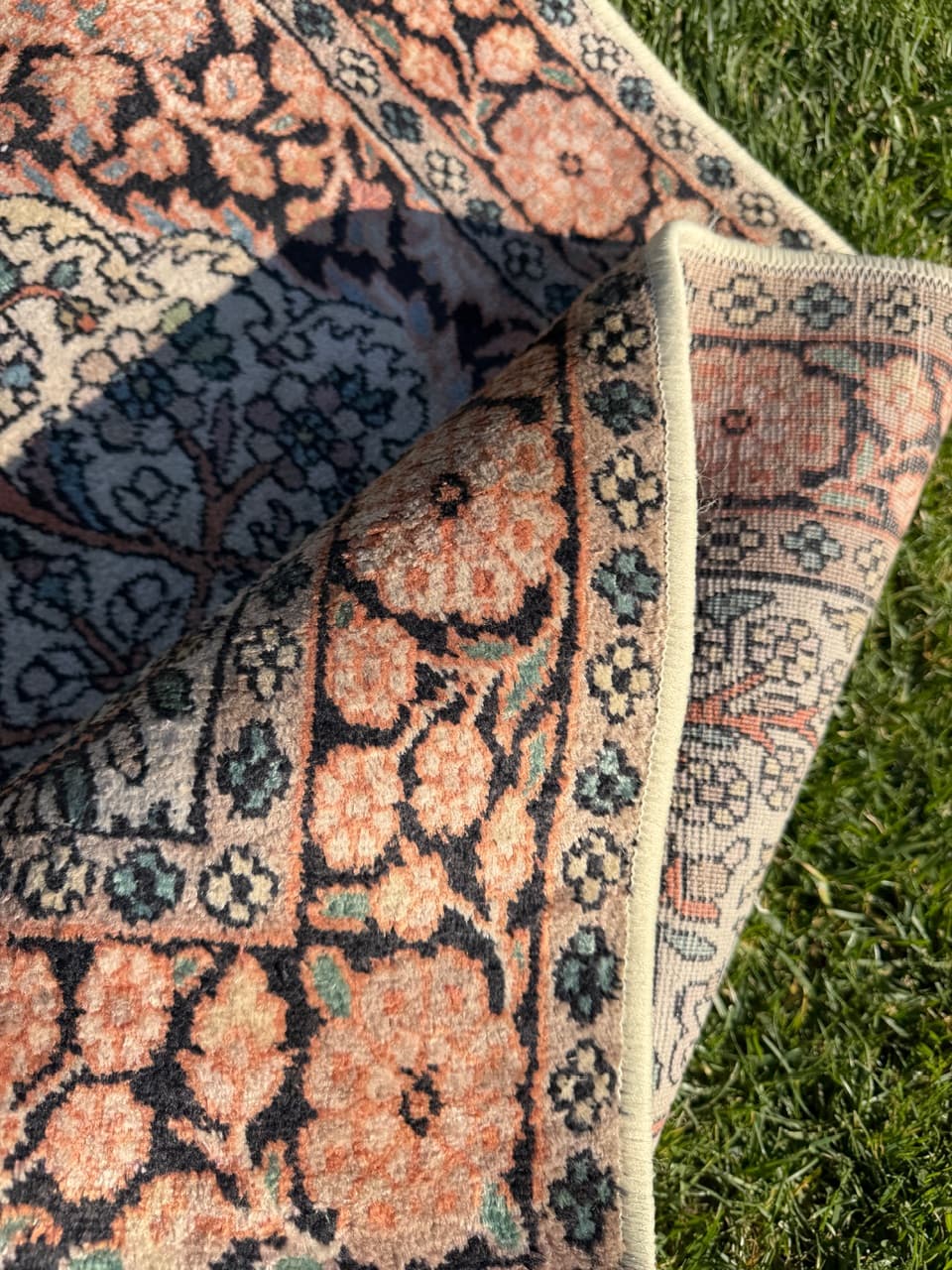 Dywan Ghoum, jedwab kremowy, Indie, lata 90. - 174242