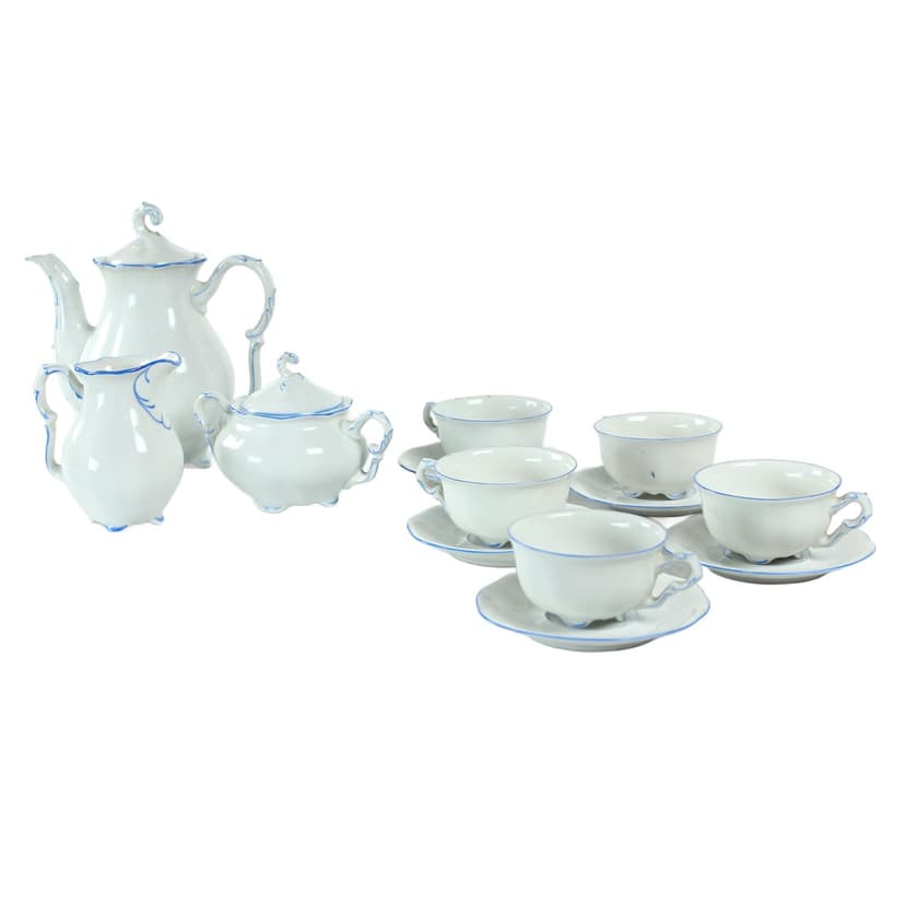 Zestaw do kawy i herbaty, biały, porcelana, Pirkenhammer Brezova, Czechy, lata 60.