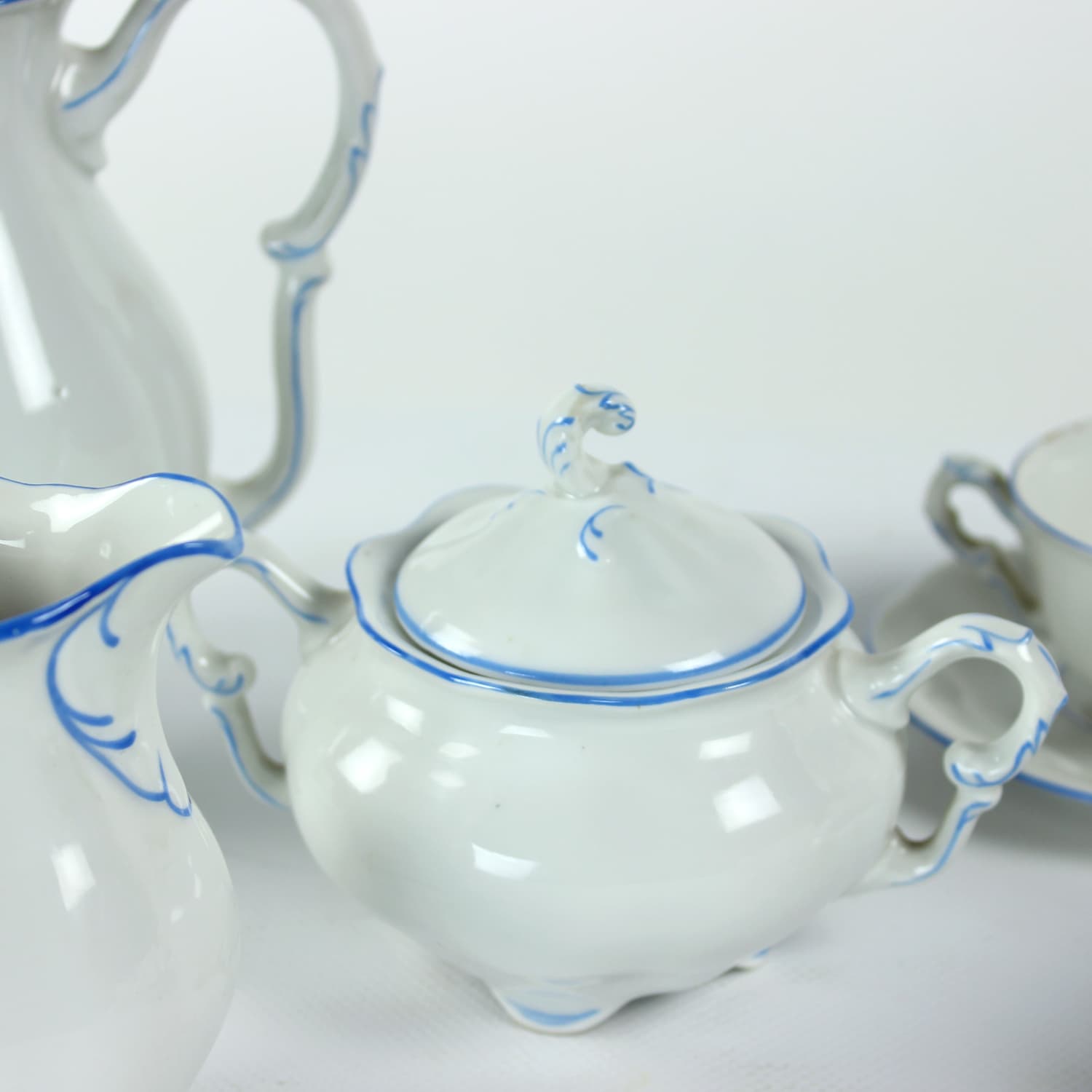 Zestaw do kawy i herbaty, biały, porcelana, Pirkenhammer Brezova, Czechy, lata 60. - 174330