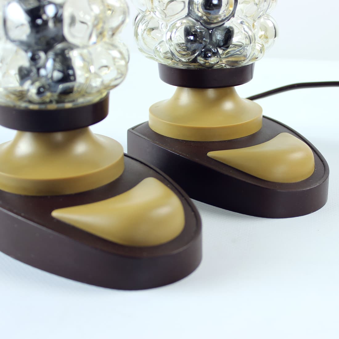 pair of table lamps Space Age, brown, plastic glass, by H. Tynell, Austria, 1960s - 174350