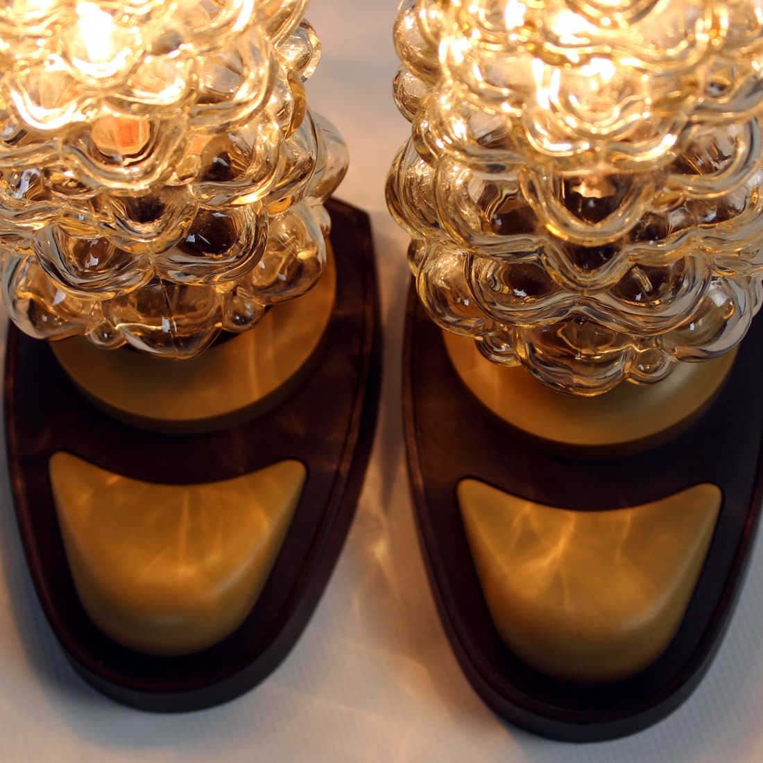 pair of table lamps Space Age, brown, plastic glass, by H. Tynell, Austria, 1960s - 174346